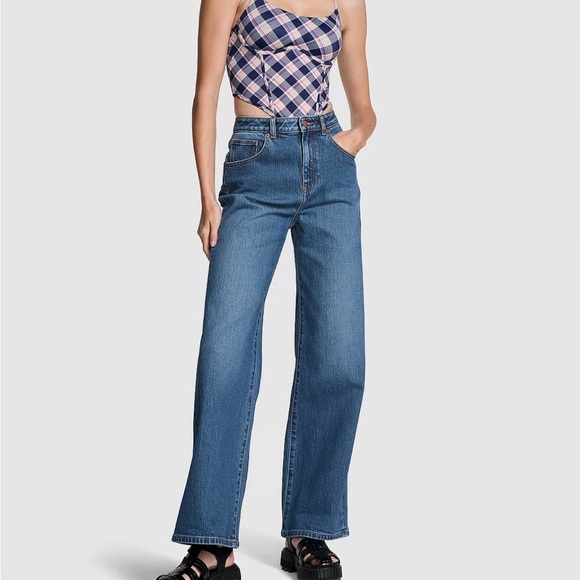 {12} DENIM BY PINK HIGH-RISE STRAIGHT JEANS - Picture 1 of 9